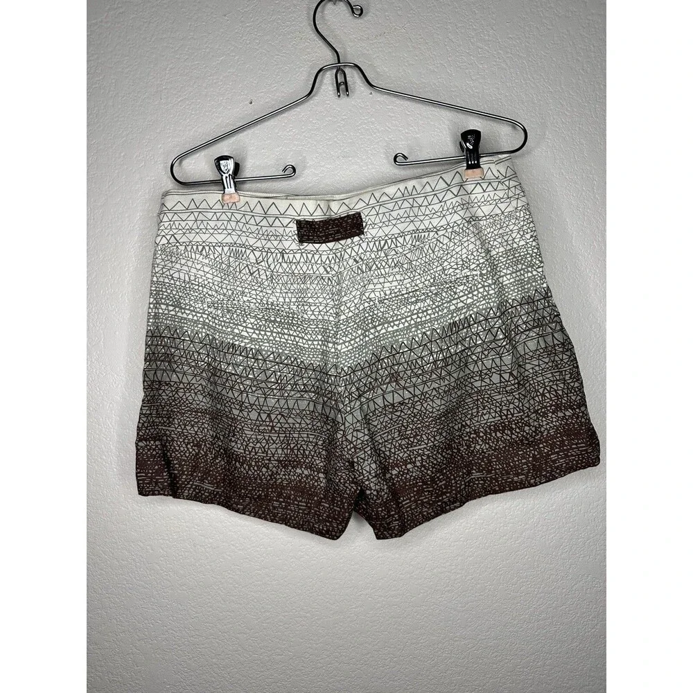 Anthropologie Coquille Ombré Scribble Short sz 4 Beige Brown Pleated Linen Blend - Picture 7 of 11